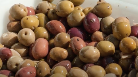 bowl of different olives.