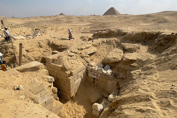 Excavation of Saqqara with Pyramid of Djoser in the background
