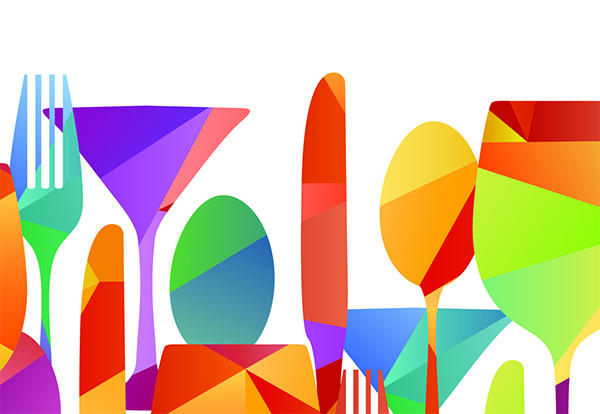Abstract playful image of silverware.