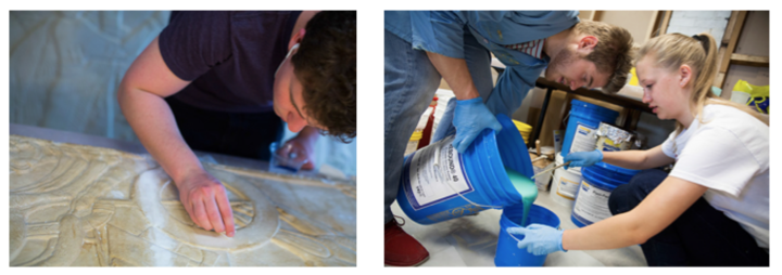 Harvard Students Working plaster casting Assyrian Reliefs