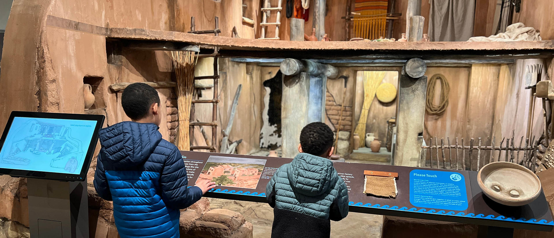 View inside a replica iron age house.
